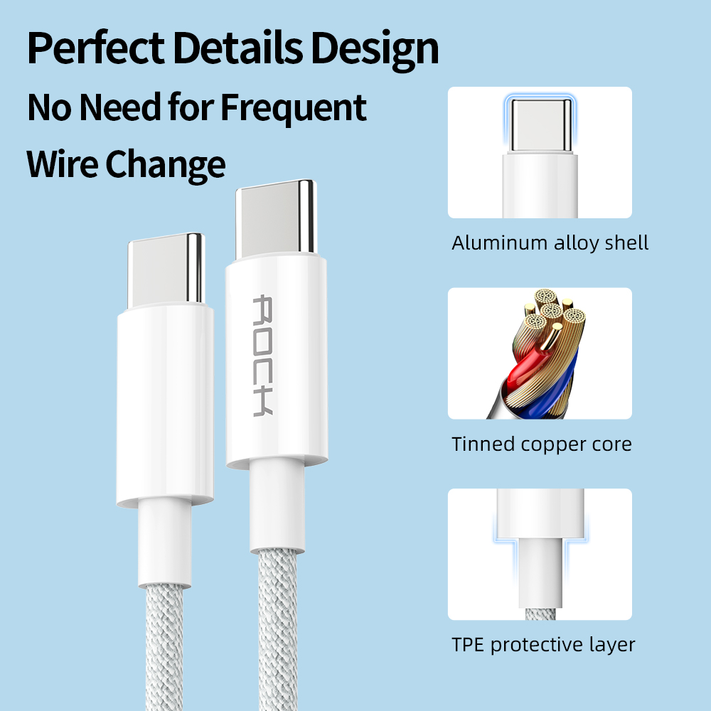 REGO Communication Sdn Bhd - Rock Space | ROCK R6 Type C To C 100W PD Fast Charge Cable 