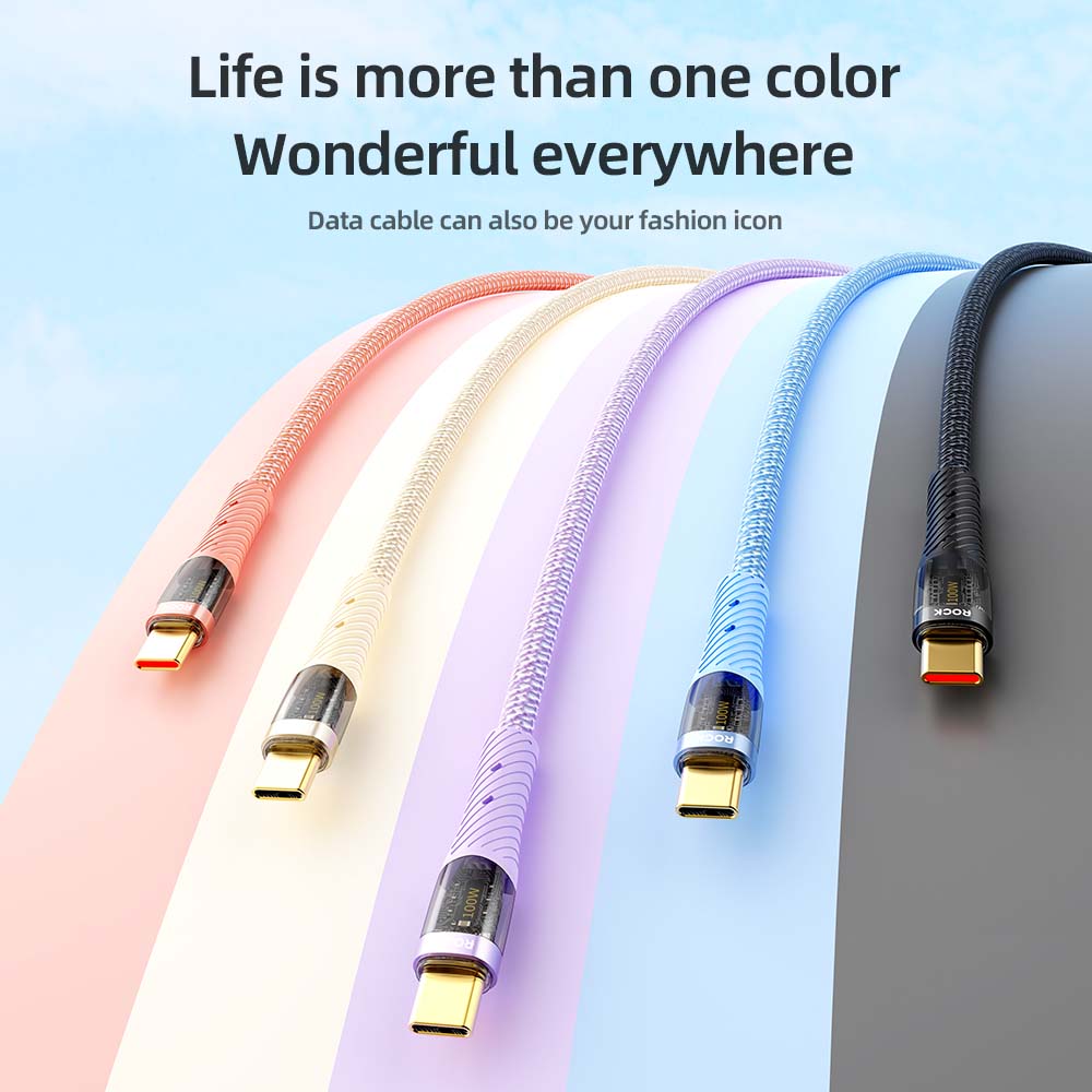 REGO Communication Sdn Bhd - Rock Space | ROCK Z21 PD Transparent Fast Charge Type C To C Cable (100W)