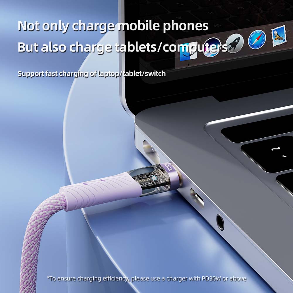 REGO Communication Sdn Bhd - Rock Space | ROCK Z21 PD Transparent Fast Charge Type C To C Cable (100W)