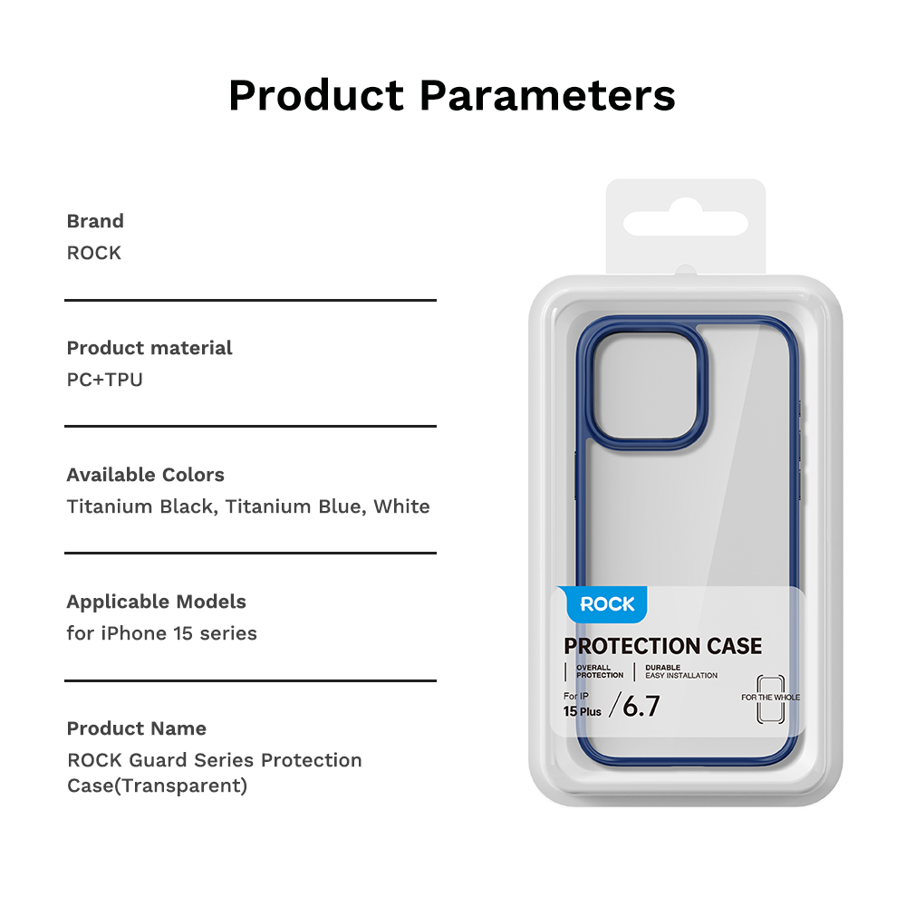 REGO Communication Sdn Bhd - Rock Space | ROCK iPhone 15 & iPhone 15 Plus Guard Transparent Anti Drop Case
