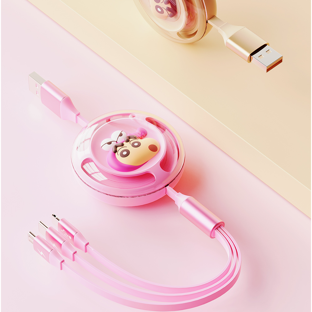 REGO Communication Sdn Bhd - Rock Space | ROCK Crayon ShinChan A TO L+M+C 3.5A Retractable 3in 1 Charge & Sync Cable (1.1M)