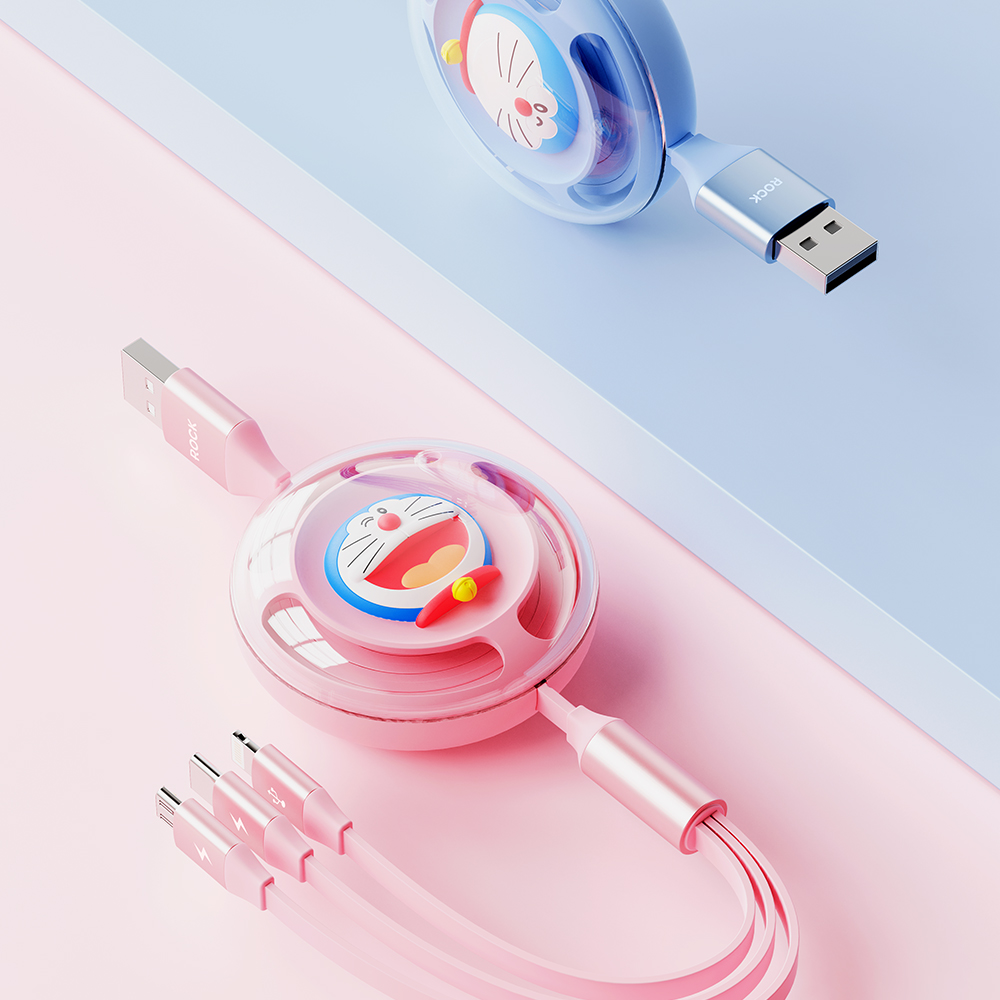 REGO Communication Sdn Bhd - Rock Space | ROCK Doraemon Retractable 3 in 1 Charge & Sync Cable