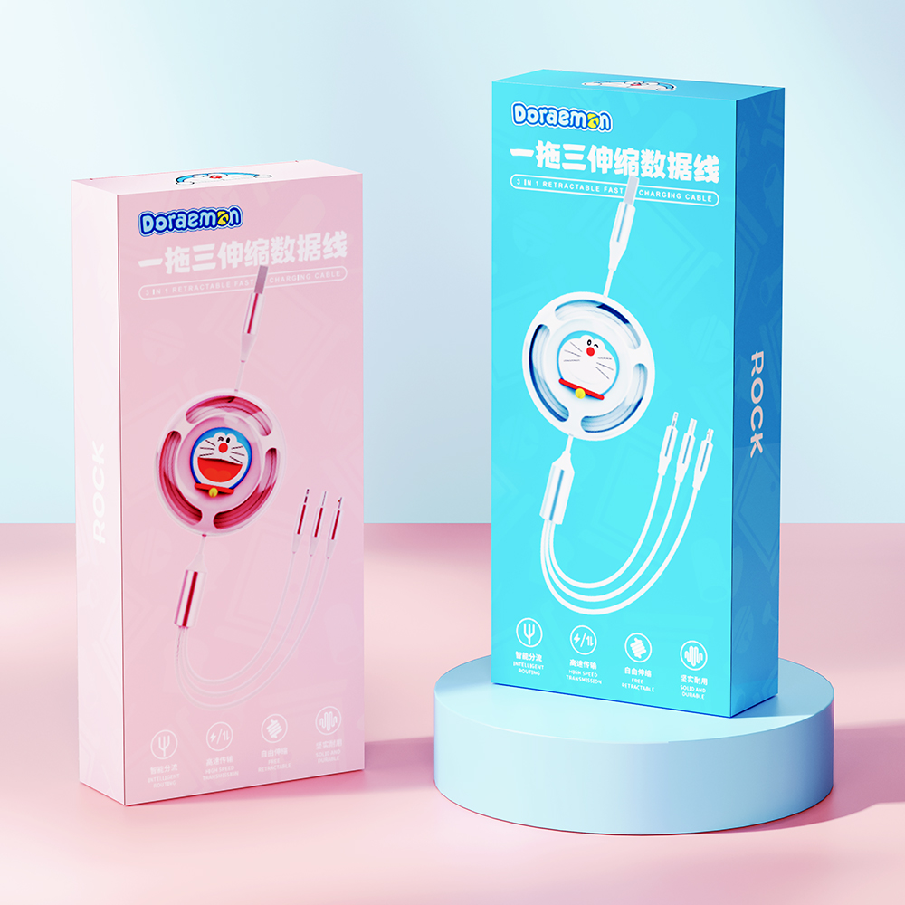 REGO Communication Sdn Bhd - Rock Space | ROCK Doraemon Retractable 3 in 1 Charge & Sync Cable