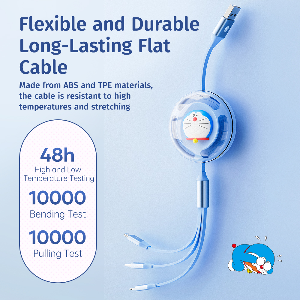 REGO Communication Sdn Bhd - Rock Space | ROCK Doraemon Retractable 3 in 1 Charge & Sync Cable