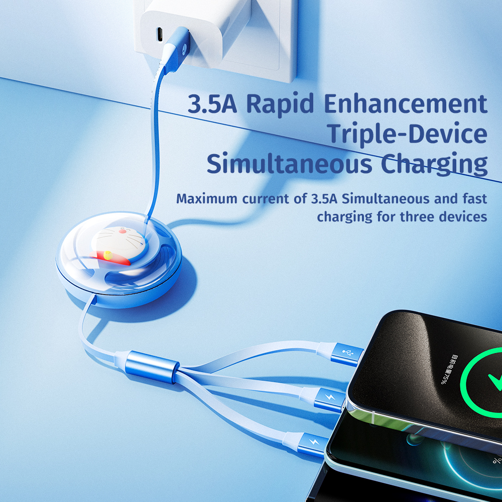 REGO Communication Sdn Bhd - Rock Space | ROCK Doraemon Retractable 3 in 1 Charge & Sync Cable
