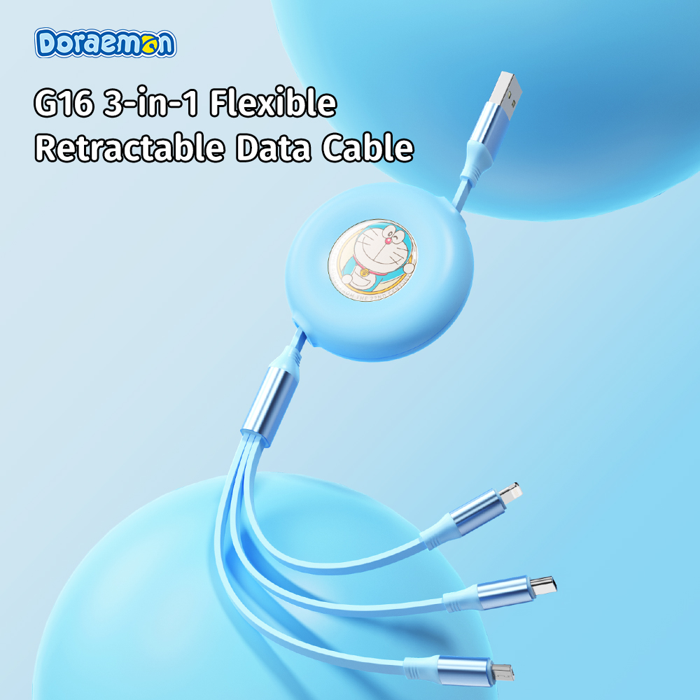 ROCK Doraemon G16 3 in 1 Flexible Retractable Data Cable